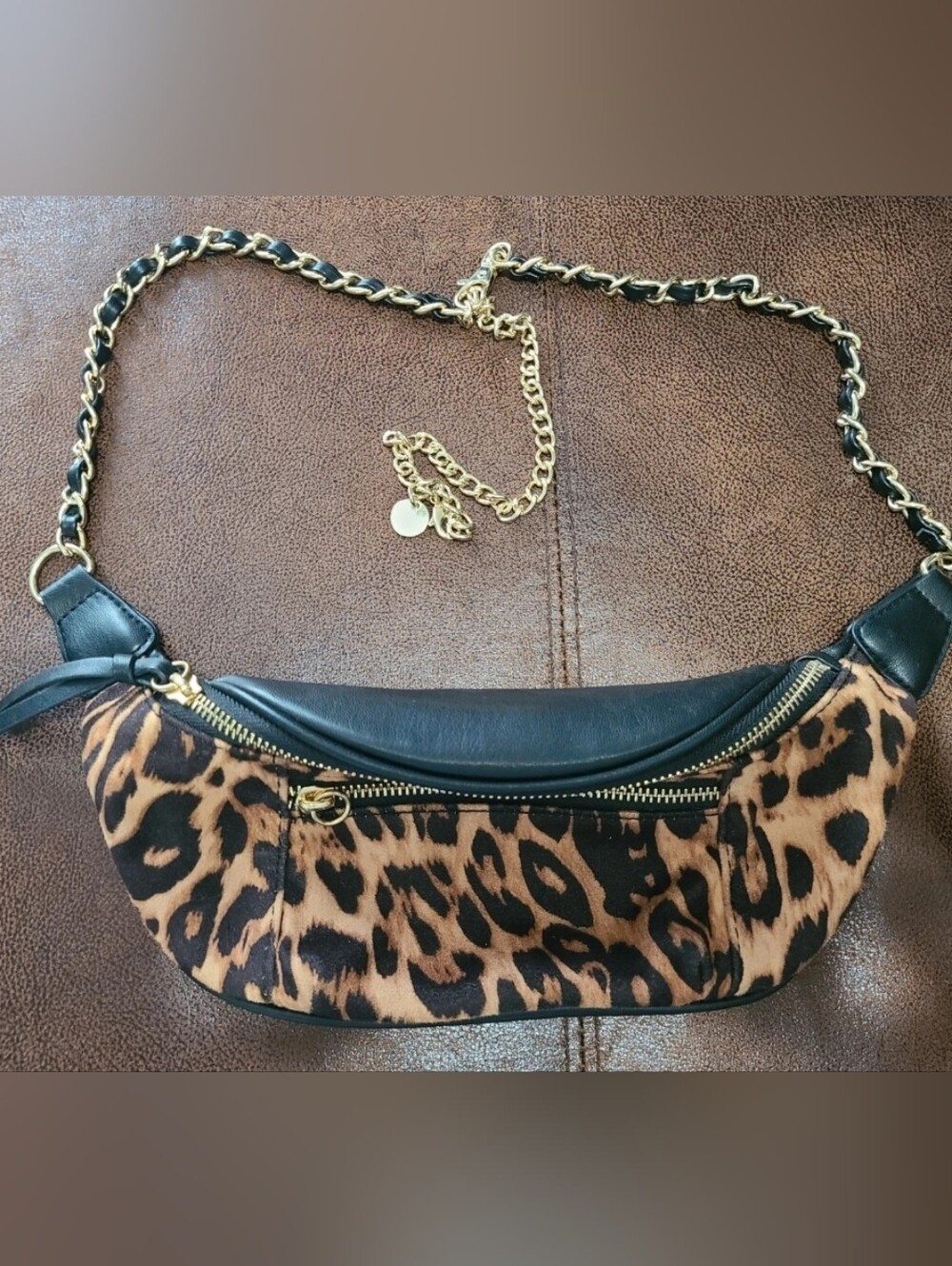 Express Leopard print Belt Fanny Pack Waist Bag EUC